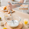 AA Food-Grade Stainless Steel Hand-Push Rotary Whisk, Rust-Resistant with Sturdy Riveted Construction, Semi-Automatic Kitchen Utensil for Coffee, Egg Whisking and Cooking Tasks, Easy to Clean Kitchen Cooking Accessories Kitchen Gadgets