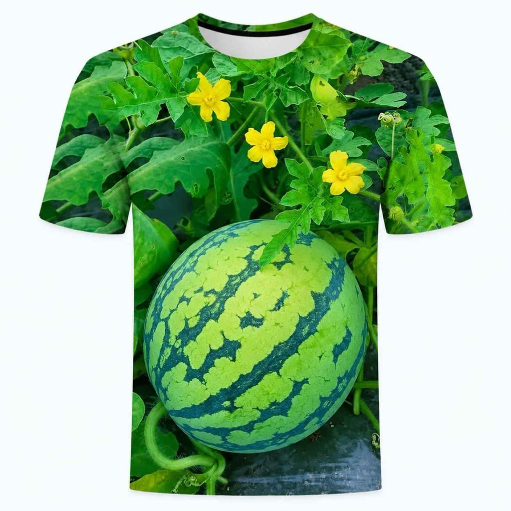 Funny 3D Watermelon Belly T-Shirt, Summer Watermelon Graphic Tee