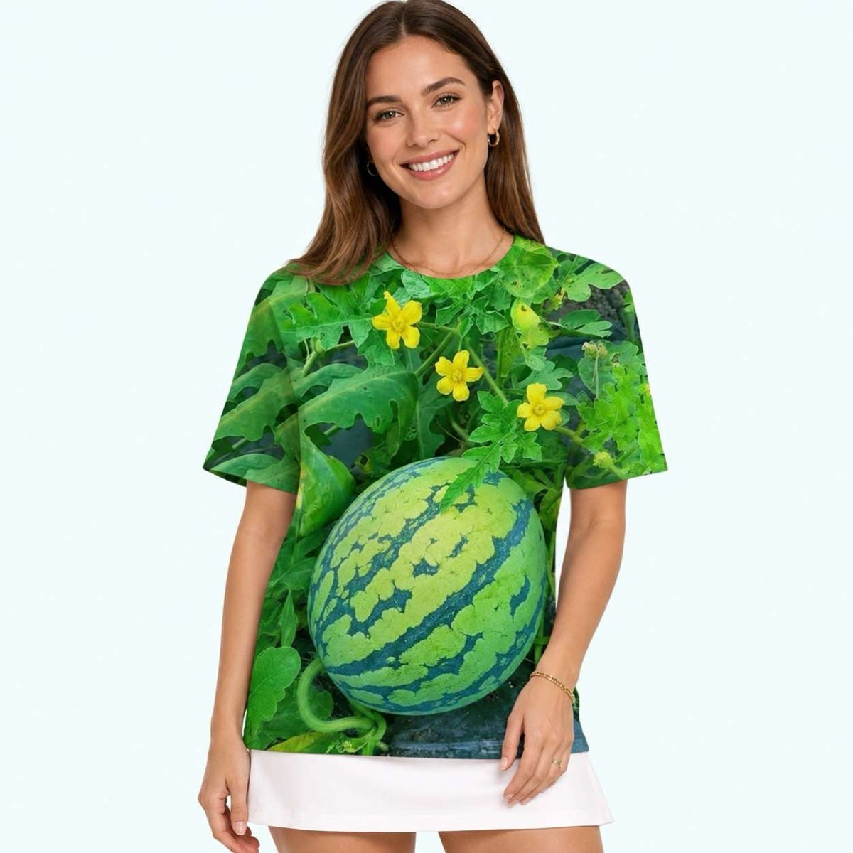 Funny 3D Watermelon Belly T-Shirt, Summer Watermelon Graphic Tee