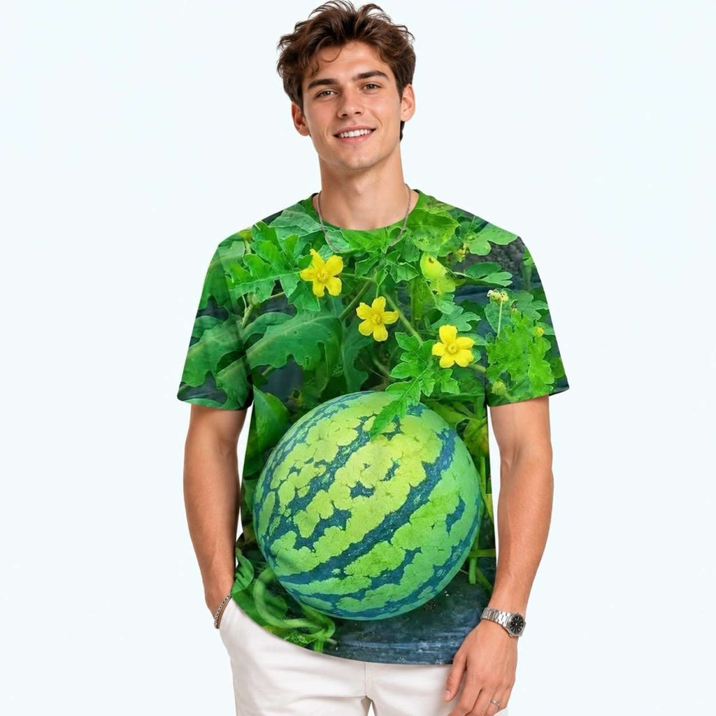 Funny 3D Watermelon Belly T-Shirt, Summer Watermelon Graphic Tee