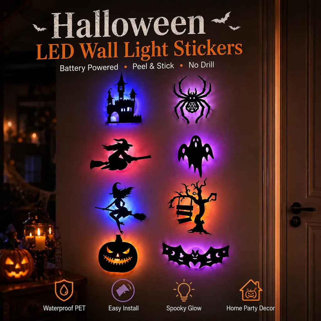 Halloween LED Silhouette Lights, Battery-Powered Peel & Stick Window & Wall Decor