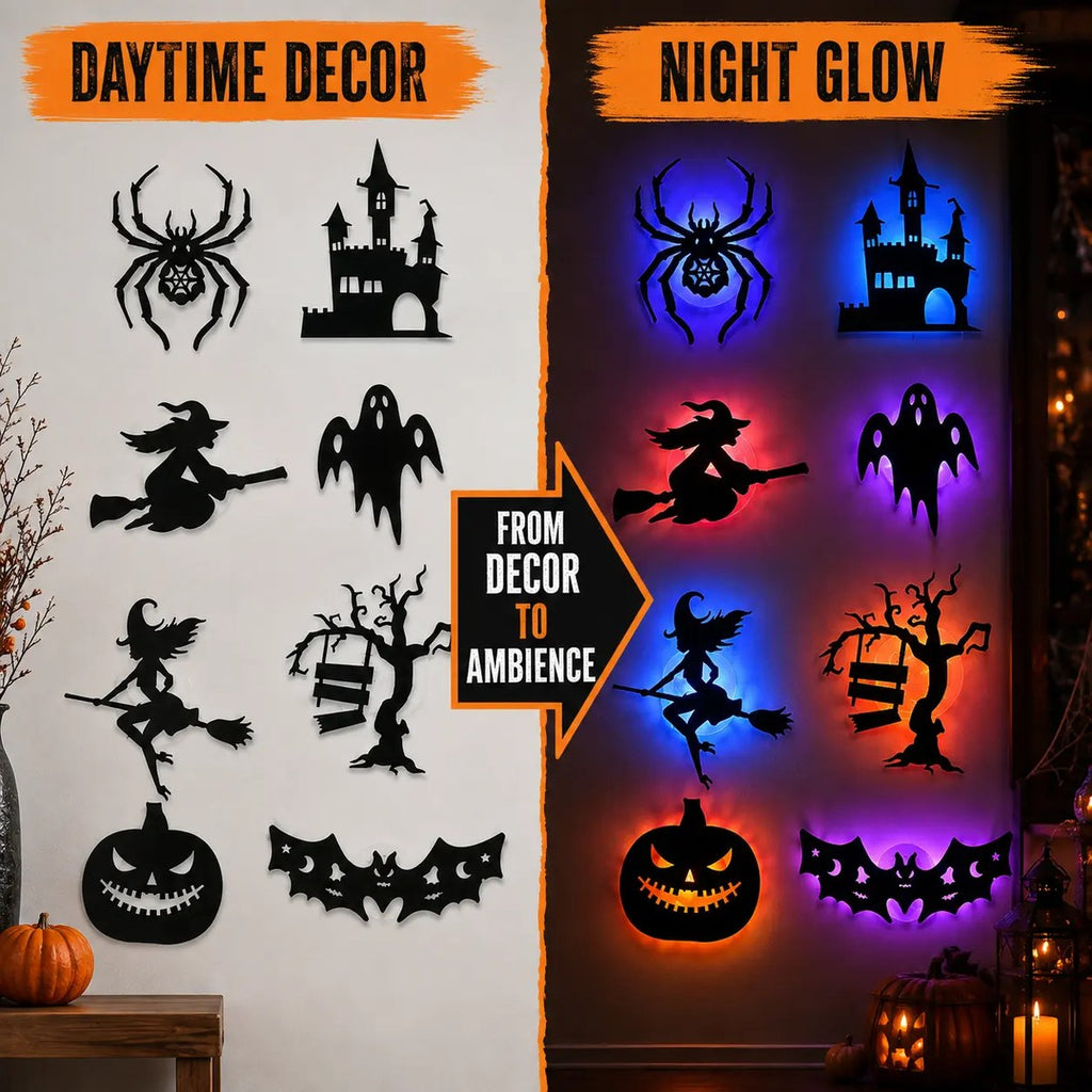 Halloween LED Silhouette Lights, Battery-Powered Peel & Stick Window & Wall Decor
