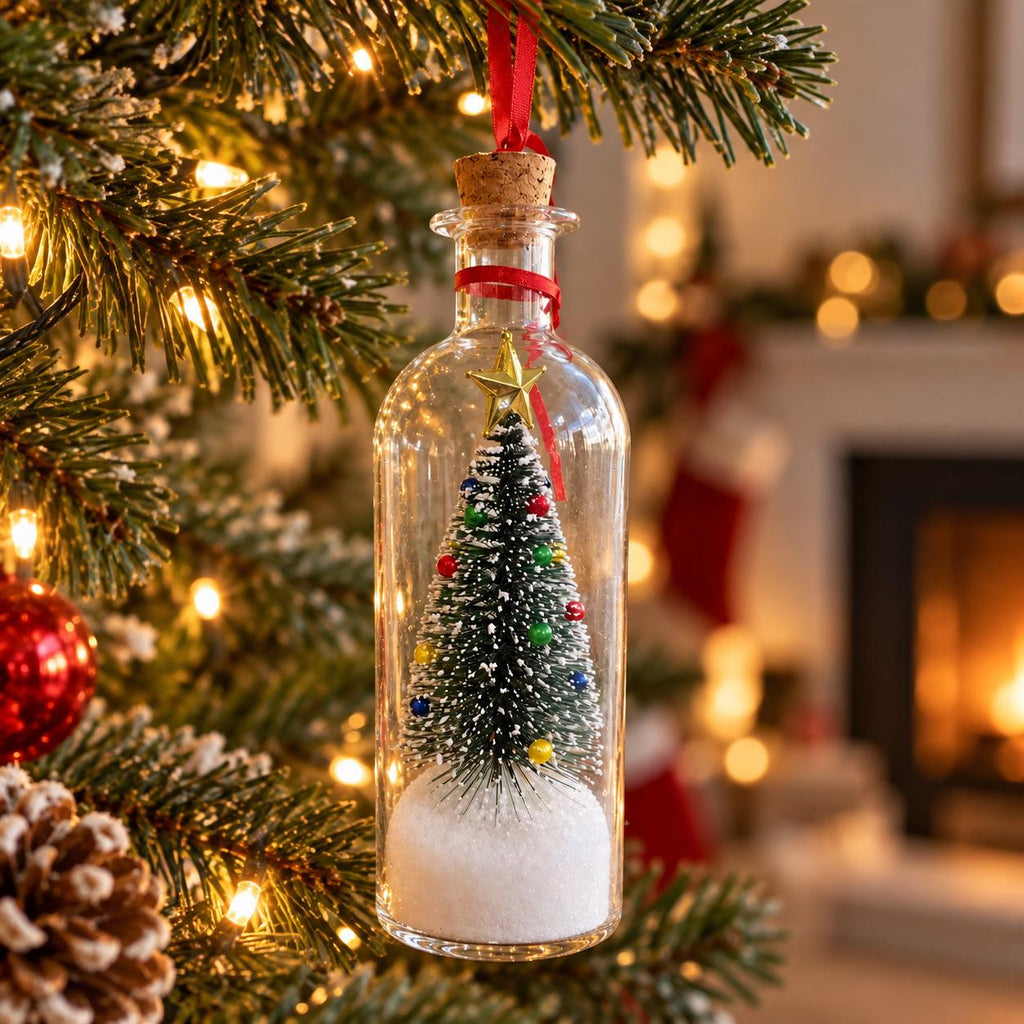 Recordable Christmas Message in a Bottle – Glass Holiday Keepsake with Mini Tree, Rose or Snowman