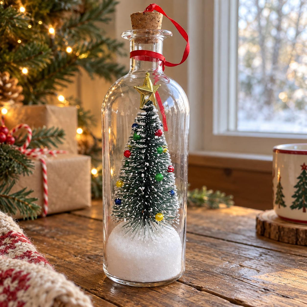 Recordable Christmas Message in a Bottle – Glass Holiday Keepsake with Mini Tree, Rose or Snowman