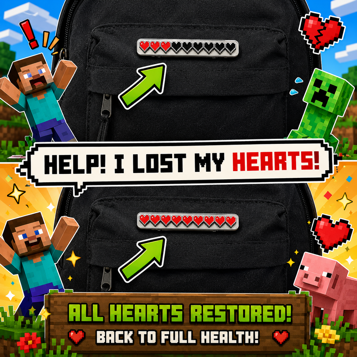 Pixel Heart Health Bar Pin, Funny Worker & Social Battery Status Brooch, Creative Enamel Badge for Backpack Jacket Shirt, Gamer Style Gift
