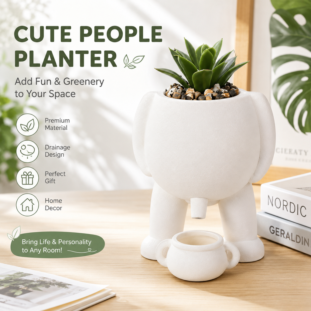 Funny Peeing Planter Pot with Drainage Hole, Cute Resin Succulent Cactus Planter, Quirky Small Flower Pot Vase for Home Office Garden Decor