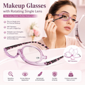 Makeup Reading Glasses with Rotating Single Lens for Precise Eye Makeup, Multiple Strengths +1.00 to +4.00