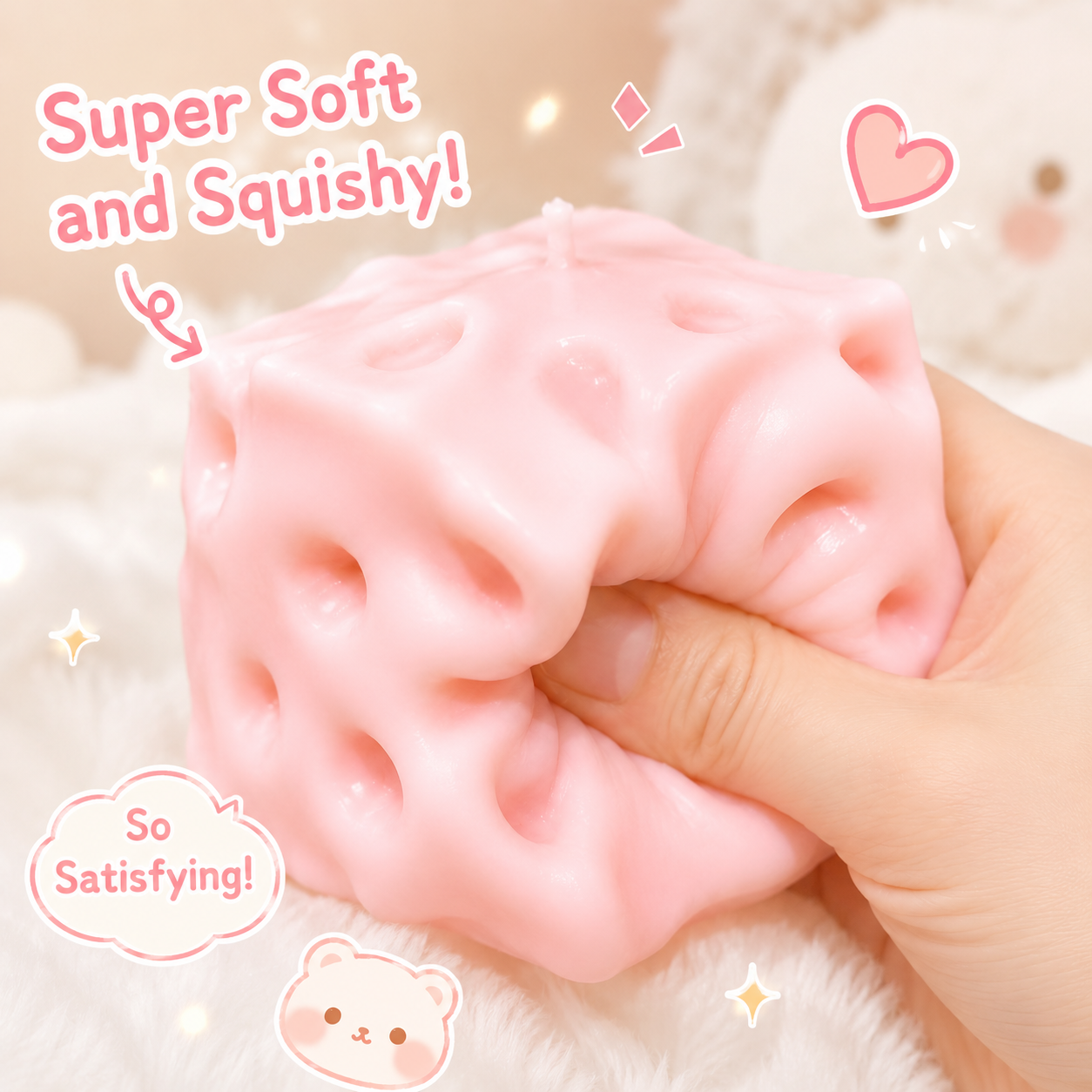 Big Cheese Squishy Toy, Soft Fluffy Cheese Sugar Cube Sensory Fidget Toy, Soft Shapeable Squeeze Ball For Stress Relief, Desk Toy, Party Gift, Holiday Gift, Birthday Gift For Adults
