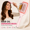 Scalp Care Serum Applicator Brush with Red LED Mode, Vibration Massage & Soft Air Bag Comb, Portable Dispensing Hair Care Brush for Daily Use, Pink