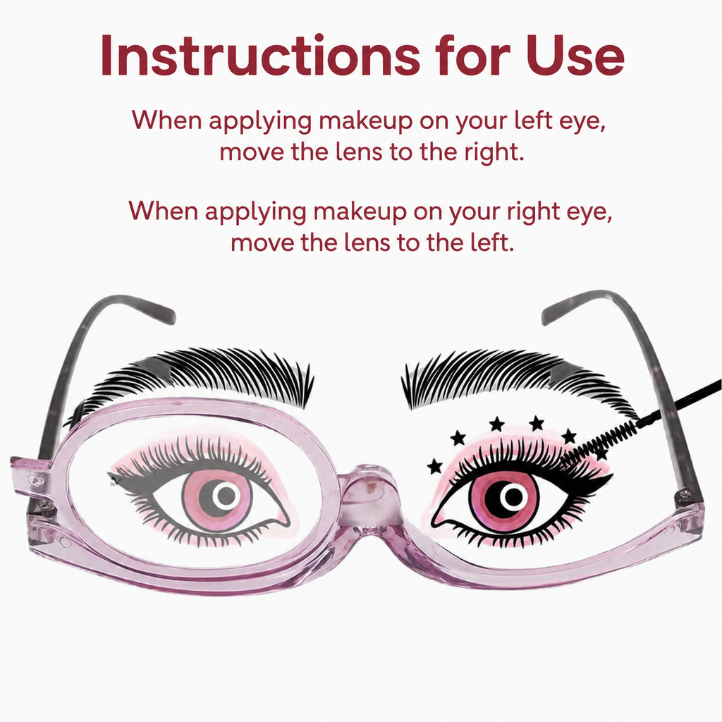 Makeup Reading Glasses with Rotating Single Lens for Precise Eye Makeup, Multiple Strengths +1.00 to +4.00