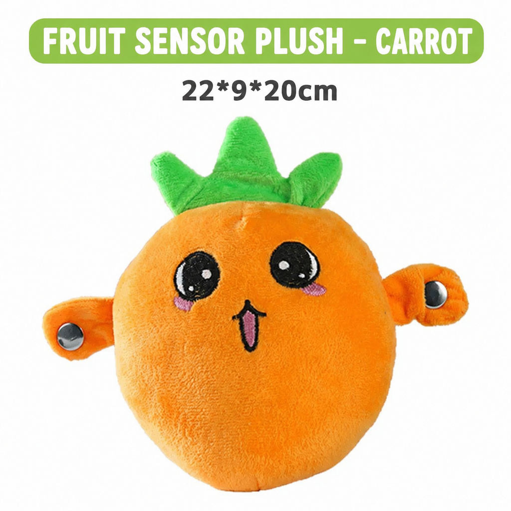 Interactive Sensory Musical Plush Toy for Kids – Banana/Strawberry/Carrot Style with Touch Sensors, Human Contact Sensor, and Sound