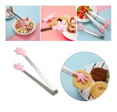 Mini Hand-Shaped Food Tongs, 5.67 in Stainless Steel Kitchen Tongs with Silicone Tips for Ice, Snacks, Fruit, Cooking & BBQ