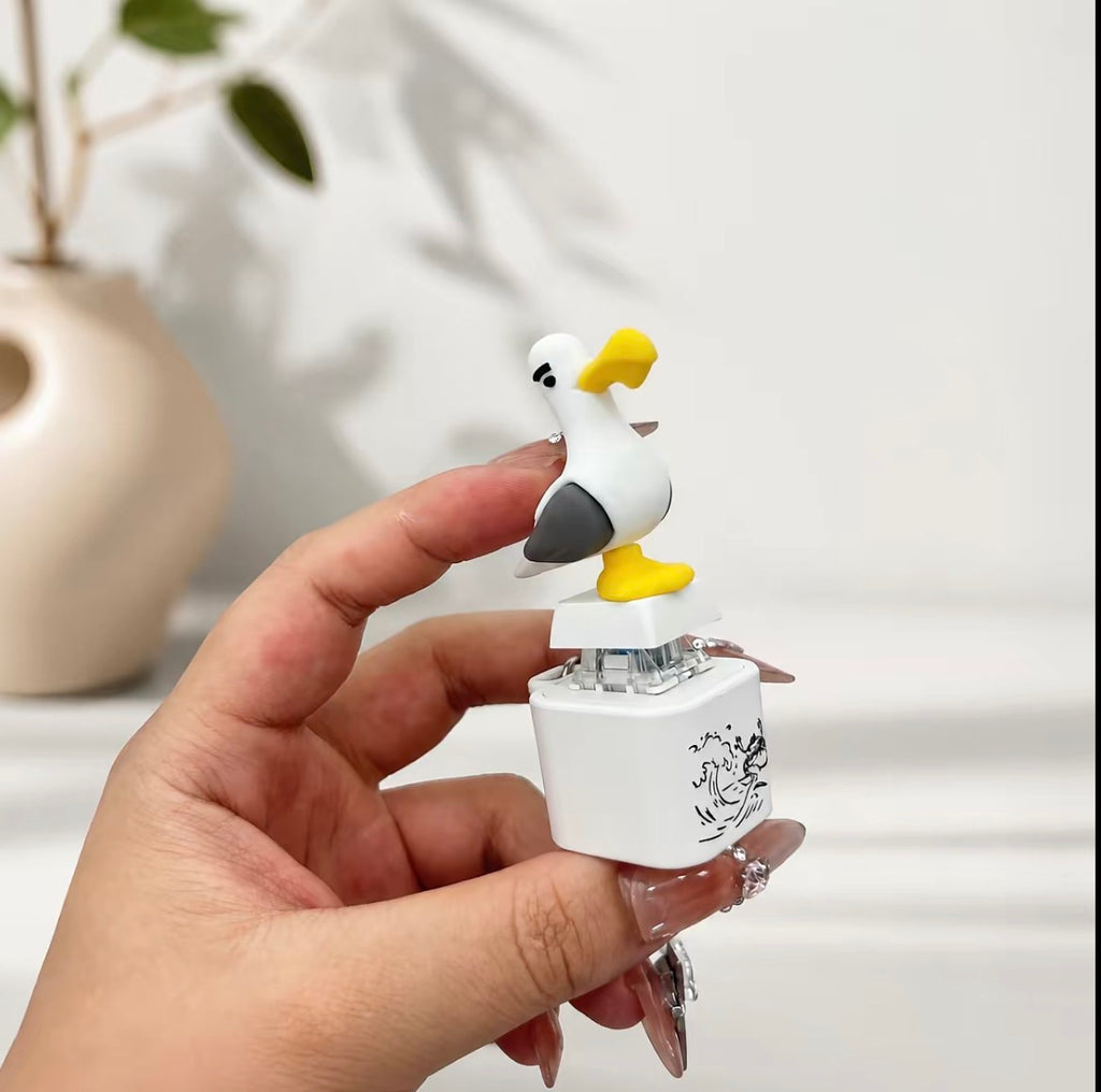 Seagull MINE! Button Keychain-Real Sound & LED Light, Funny Interactive Gift for Friends & Family