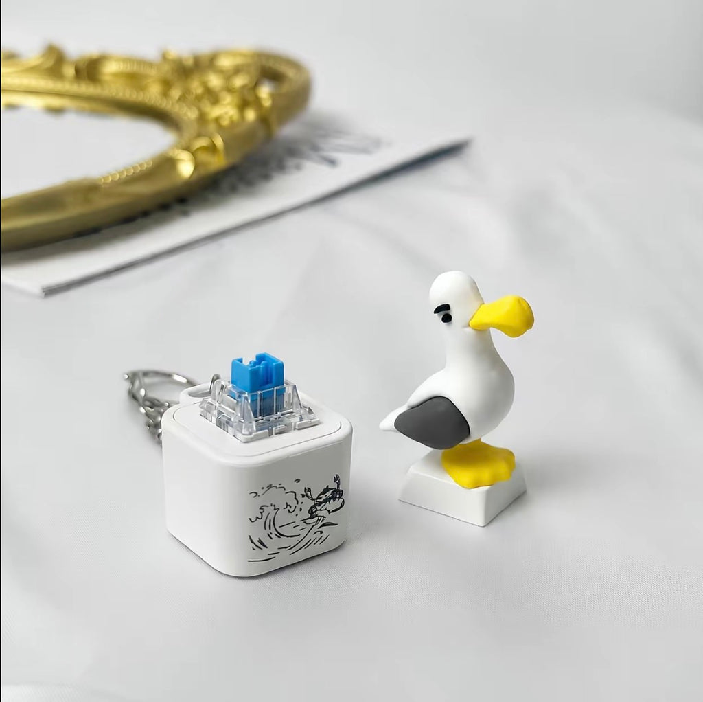 Seagull MINE! Button Keychain-Real Sound & LED Light, Funny Interactive Gift for Friends & Family