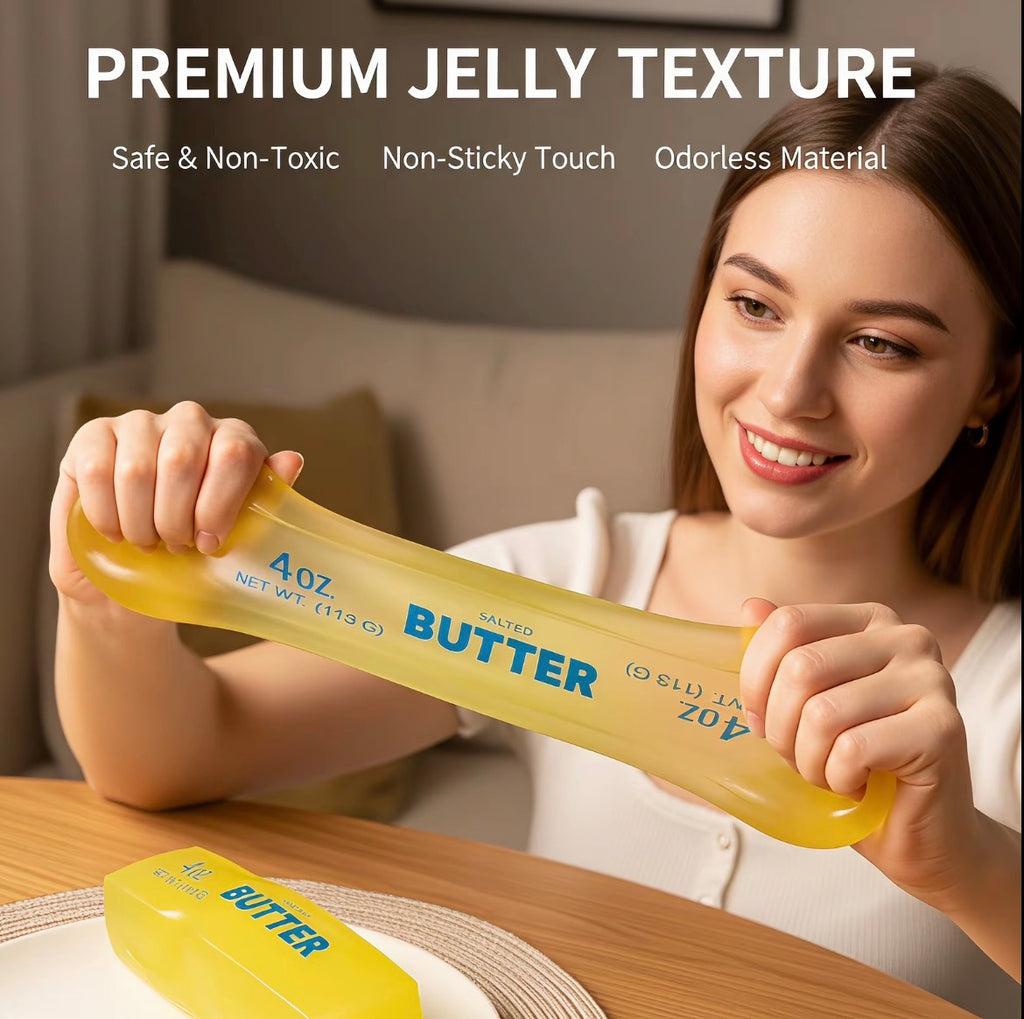 Vaseline Style Butter Squishy Toy, Soft Yellow Butter Strip Squeeze Toy, Stress Relief Fidget Sensory Toy