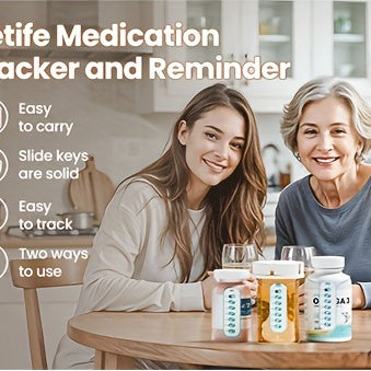 Pill Reminder, Includes Elastic Lanyard And Stickers, Daily Pill Tracker Compatible with Most Pill Bottles, Reusable Medication Tracker Replacement for Weekly Vitamins (7 Days) Pet Pill Organizer