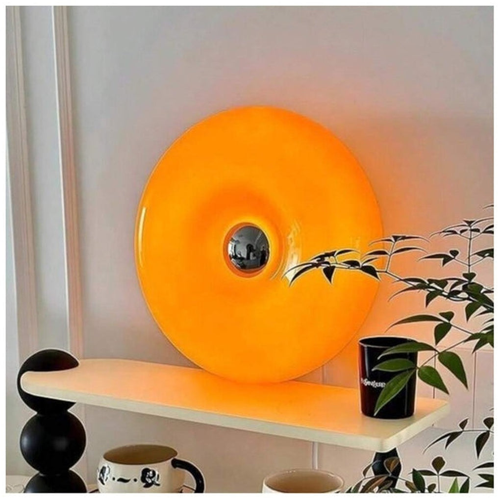 Donut Table Lamp, Retro Modern Touch-Control 3-Level Dimmable Nightstand Lamp, USB-C Powered Bedroom Decor