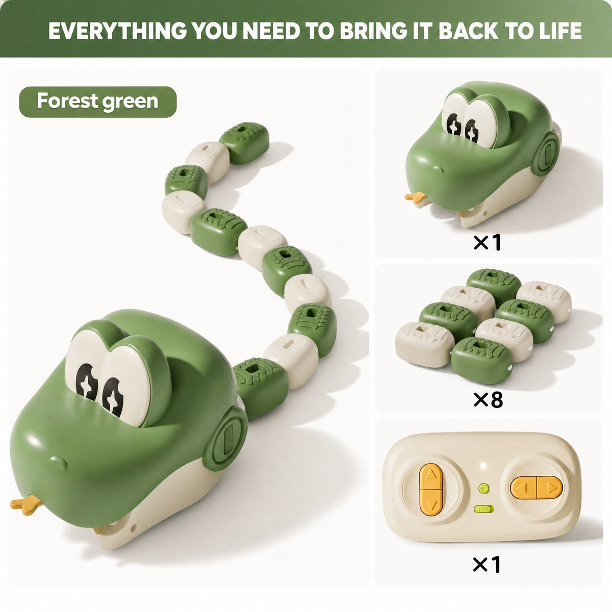 Remote Control Snake Game Toy, Cute Pixel-Style Slithering Floor Toy for Kids and Family Play