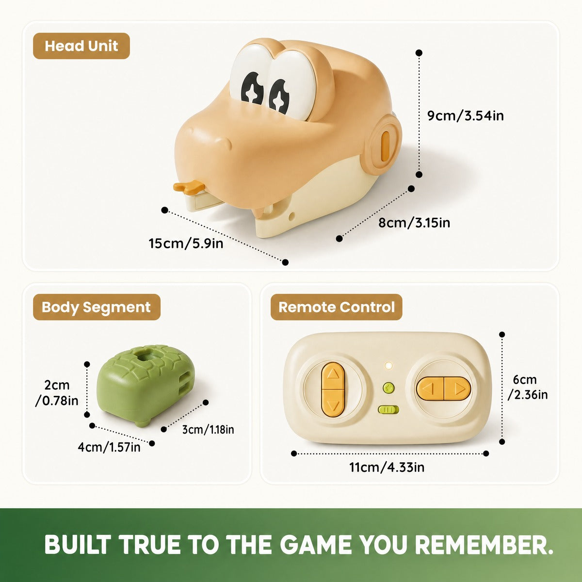 Remote Control Snake Game Toy, Cute Pixel-Style Slithering Floor Toy for Kids and Family Play