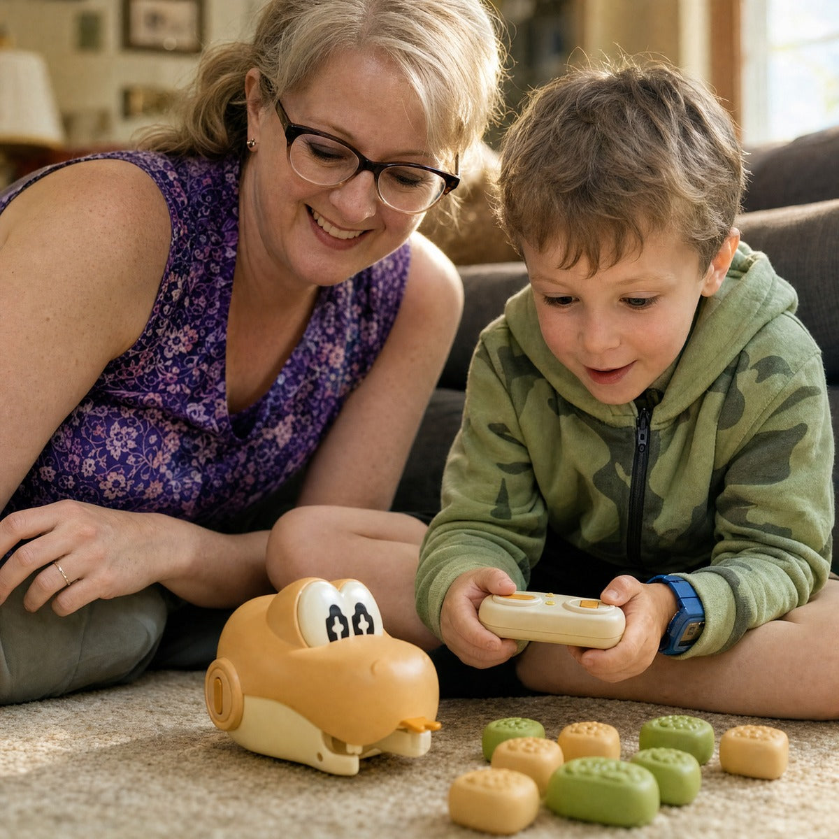Remote Control Snake Game Toy, Cute Pixel-Style Slithering Floor Toy for Kids and Family Play