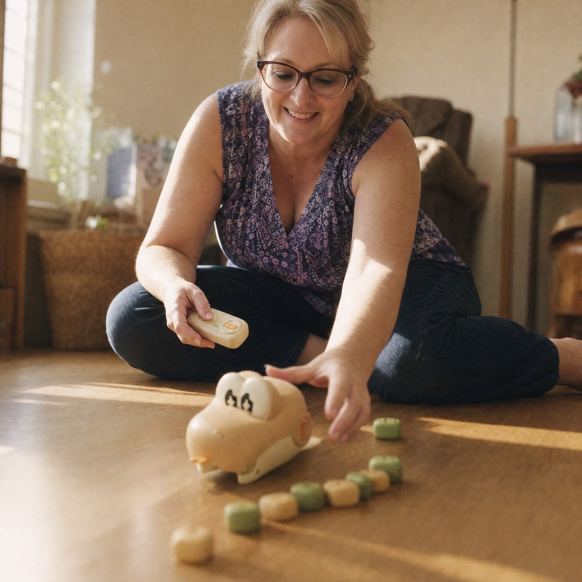 Remote Control Snake Game Toy, Cute Pixel-Style Slithering Floor Toy for Kids and Family Play