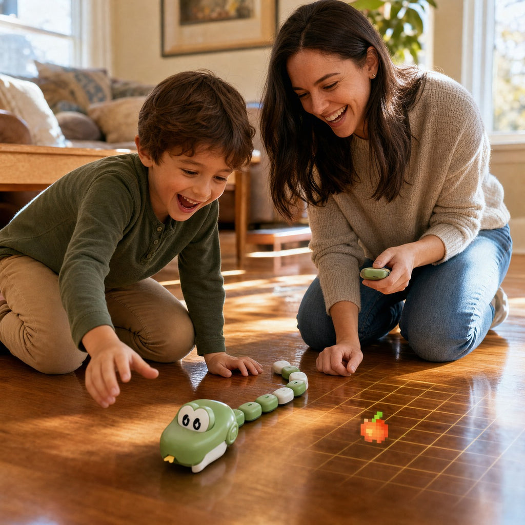 Remote Control Snake Game Toy, Cute Pixel-Style Slithering Floor Toy for Kids and Family Play