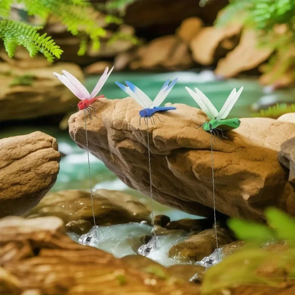 12×Fake Dragonfly Clips Clip on Dragonfly for Outdoors 3D Dragonfly Garden Decor