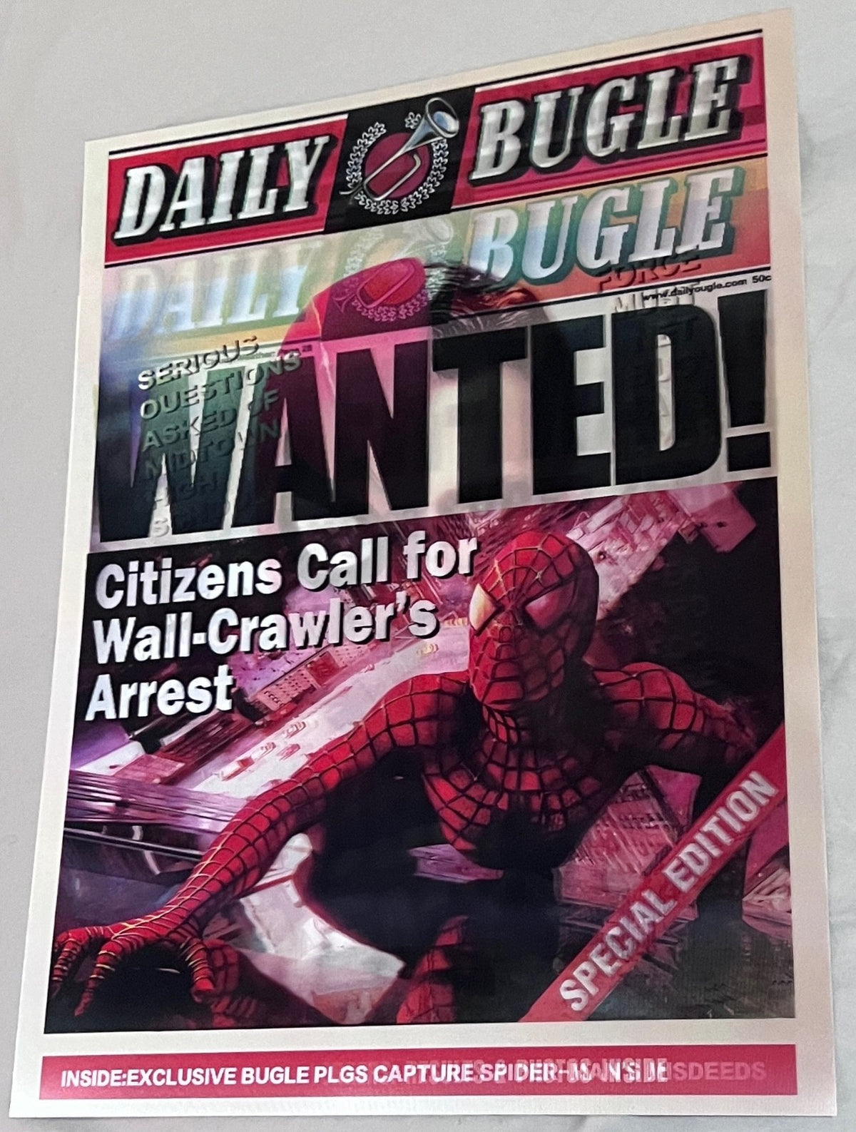 3D Lenticular Web-Slinger Newspaper Poster, 3 Images in One Changing Wall Art for Bedroom, Gaming Room & Collector Decor