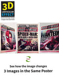 3D Lenticular Web-Slinger Newspaper Poster, 3 Images in One Changing Wall Art for Bedroom, Gaming Room & Collector Decor