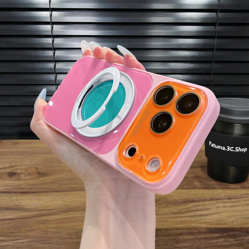 360° Rotating Stand Magnetic Phone Case with Large Clear Window, Shockproof Heat-Dissipating Protective Cover for iPhone 18, 17, 16, 15, 14 & 13 Pro Max