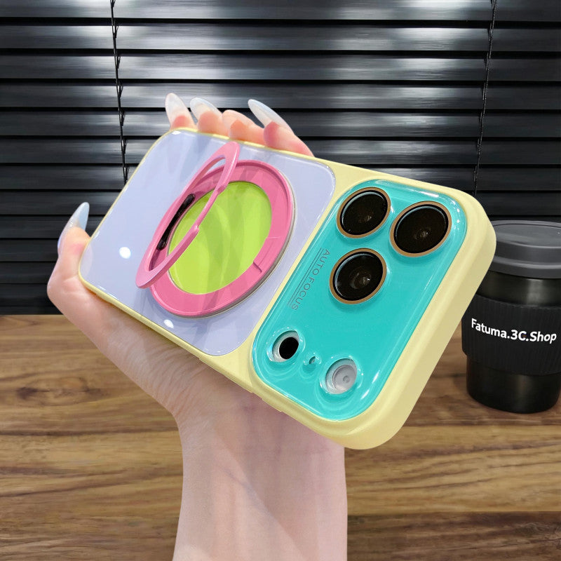 360° Rotating Stand Magnetic Phone Case with Large Clear Window, Shockproof Heat-Dissipating Protective Cover for iPhone 18, 17, 16, 15, 14 & 13 Pro Max