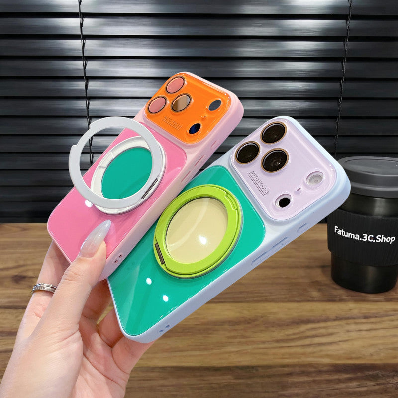 360° Rotating Stand Magnetic Phone Case with Large Clear Window, Shockproof Heat-Dissipating Protective Cover for iPhone 18, 17, 16, 15, 14 & 13 Pro Max