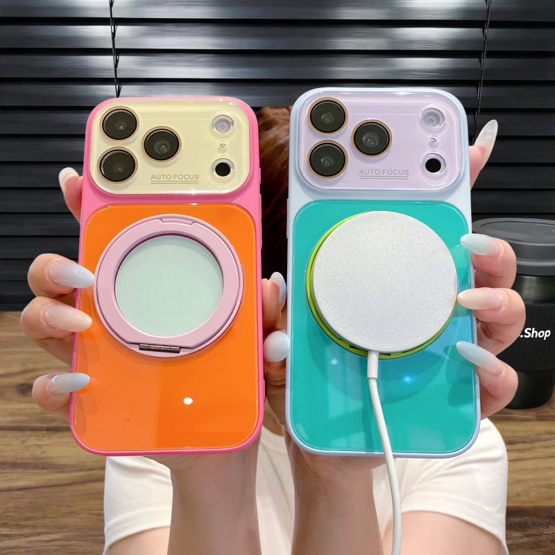 360° Rotating Stand Magnetic Phone Case with Large Clear Window, Shockproof Heat-Dissipating Protective Cover for iPhone 18, 17, 16, 15, 14 & 13 Pro Max