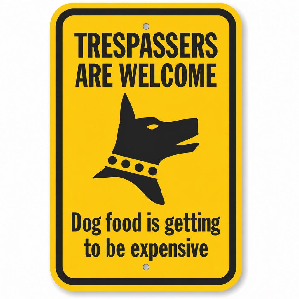 Funny "No Trespassing" Metal Sign – 12×8 in Aluminum Warning Sign with Dog Theme, Weather-Resistant Yard & Gate Decor