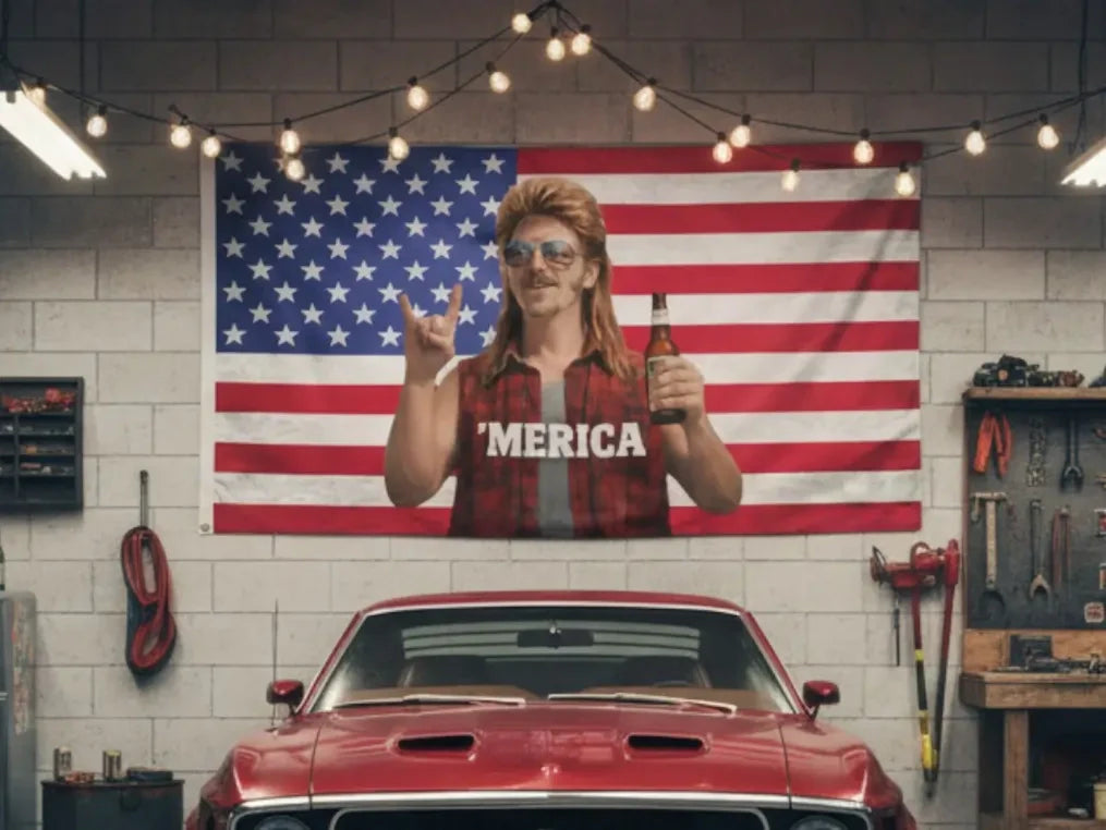 ’MERICA Mullet Man American Flag – Funny Patriotic Truck
